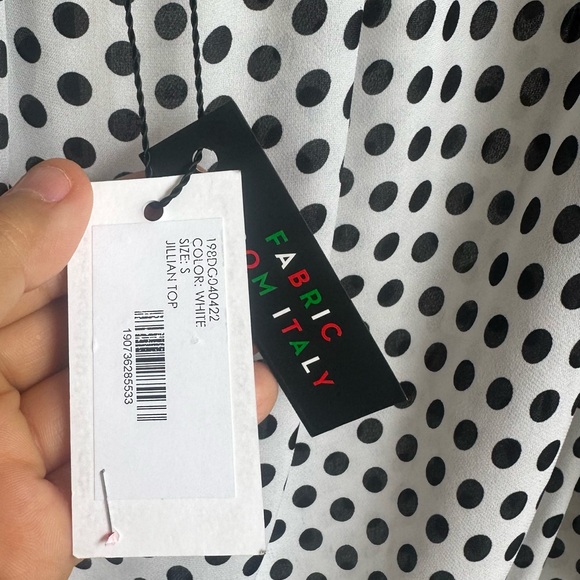 Milly Jillian Black and White Polka Dot Off-Shoulder Blouse - Picture 5 of 6